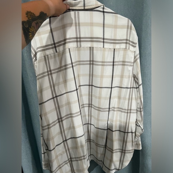 White plaid button up - Picture 2 of 2